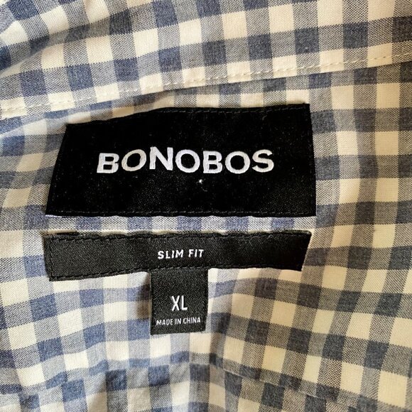 Bonobos Blueish Grey Checkered Long Sleeve Button Down Shirt Slim Fit XL - Picture 8 of 10